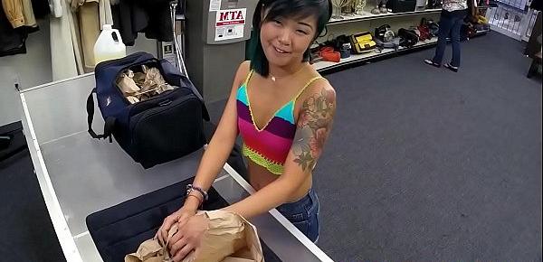  Asian pawnee gagging on pawnbrokers cock